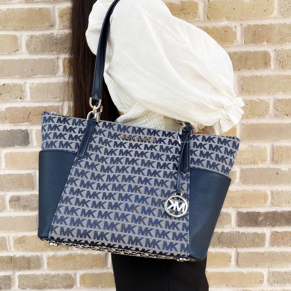 Michael kors large top zip tote blue MK - Picture 2 of 4